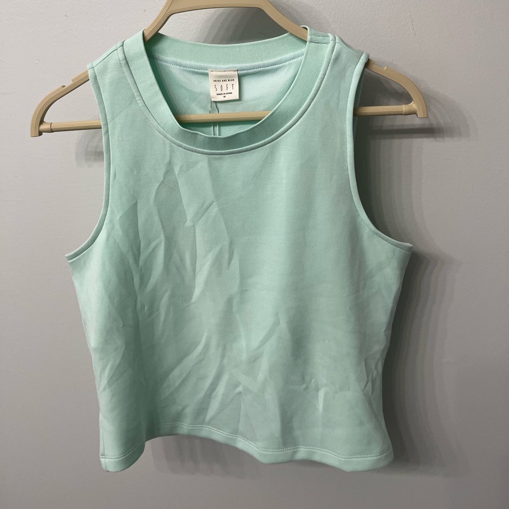 Skies Are Blue Green Buttery Tank